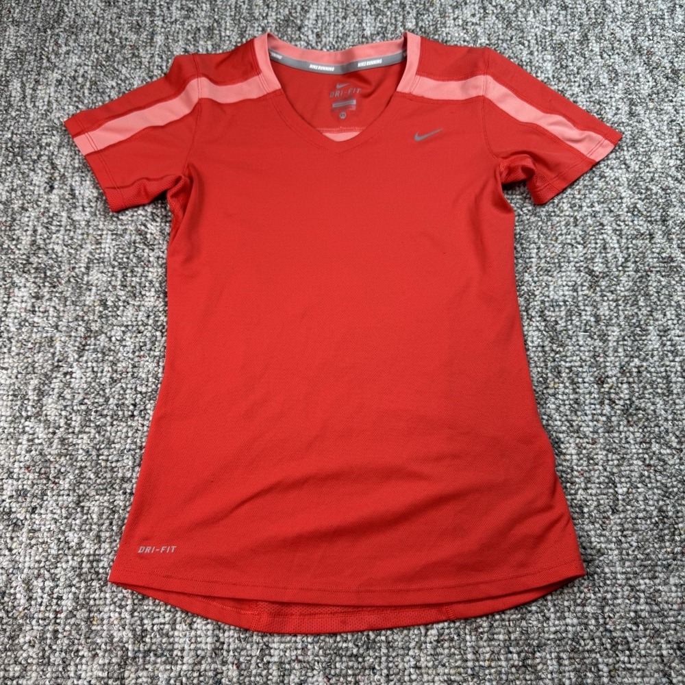 Nike Shirt Womans XS Running Short Sleeved Training Gym Hot Pink Dri Fit - Picture 1 of 13